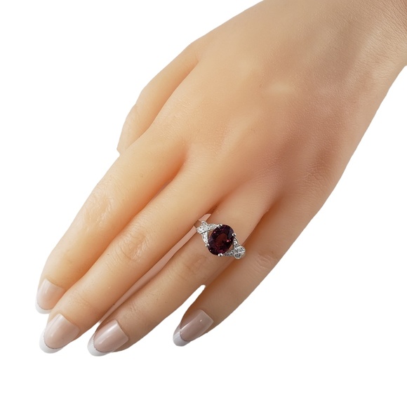 Vintage 14K White Gold Pink Tourmaline and Diamond Ring Size 6.5-6.75 #13768 - Picture 7 of 9